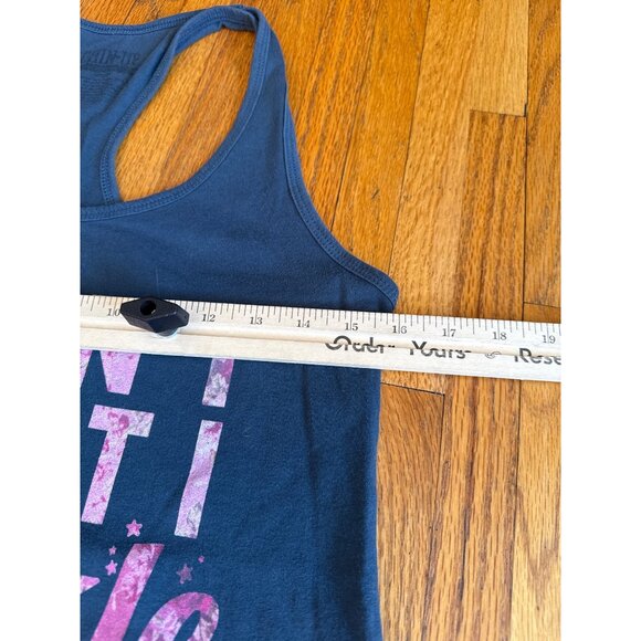 Chin Up I Dont Sweat I Sparkle Navy Racerback Tank Top Large - Picture 4 of 5